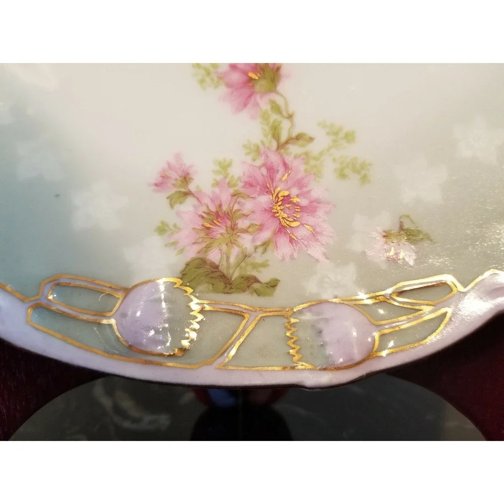 Antique BRC Bavaria Porcelainl Floral Gold Trim Plate 8.75